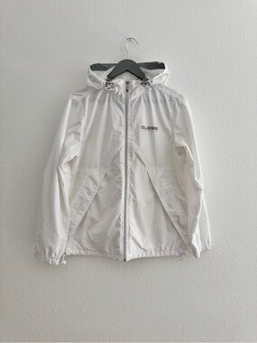 GUESS Jeans USA Y2K White Hooded Windbreaker jacket with Mesh Lining